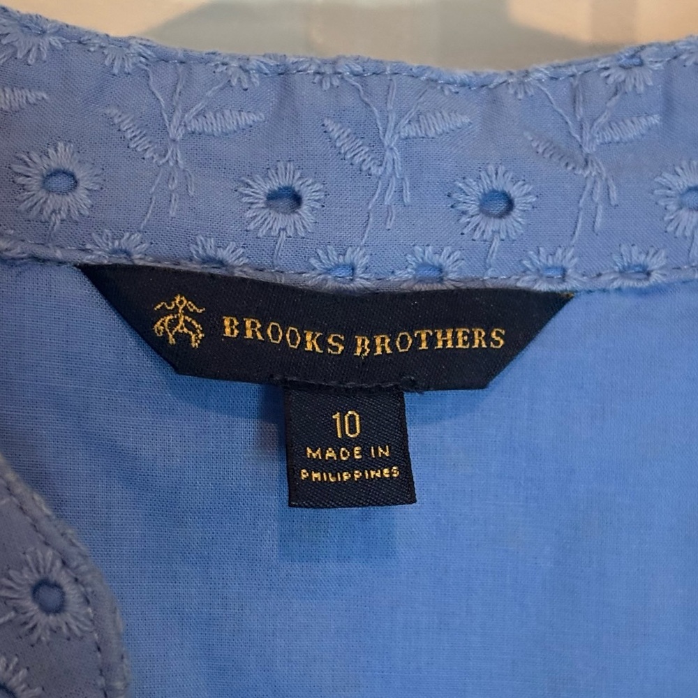 Brooks Brothers Blue Eyelet Button-Front Belted Dress - Picture 11 of 11